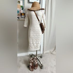 90’s BoHo Crochet Lace Sheath Dress